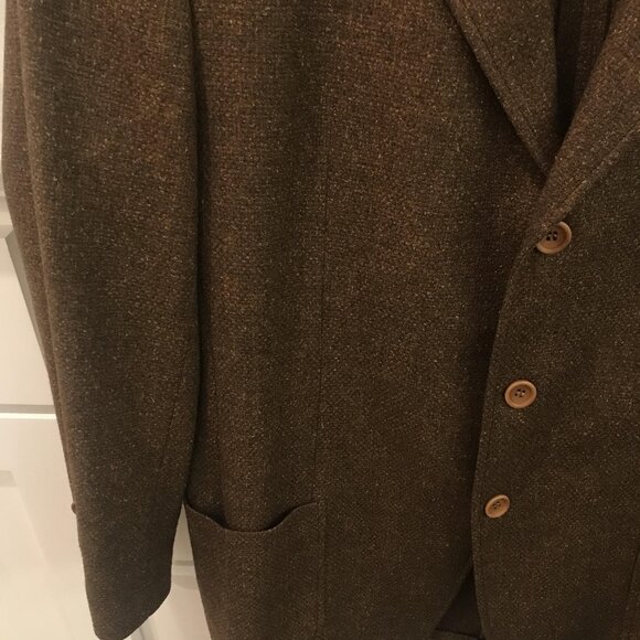 Bäumler Blazer Mens 44L Brown Tweed Wool Cashmere Silk Tallia Di Delfino Italy - Picture 3 of 14